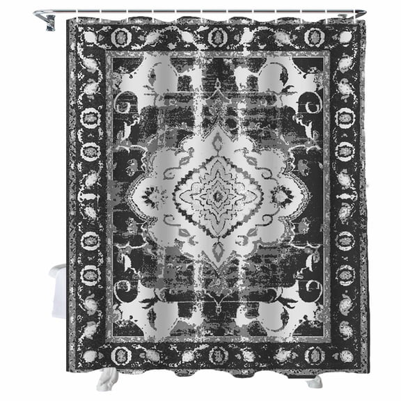 Shower Curtains Boho Bohemia Bath Curtain Tribal Vintage Rustic Abstract Black Waterproof Bathroom Shower Curtain Set with Hooks Decoration 36 x 72 Inches