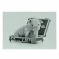 thumbnail image 1 of English Bulldog Cutting Board, Tie Wearing Puppy Sitting Inside a Briefcase Greyscale Illustration, Decorative Tempered Glass Cutting and Serving Board, Small Size, Grey Pale Grey, by Ambesonne, 1 of 1