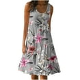 thumbnail image 2 of Fartey Summer Dresses for Women 2025 Loose Casual Crewneck Sleeveless Tank Dress Flowy Tiered Midi Dresses Plus Size Boho Floral Print Sundress Gray S-5XL, 2 of 5