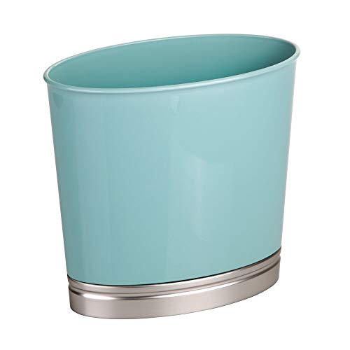 mDesign Oval Slim Decorative Plastic Small Trash Can Wastebasket