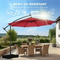 thumbnail image 2 of 10ft Solar Lights Offset Cantilever Patio Umbrella - with Light, LED Lighted Offset Hanging Patio Outdoor Market Umbrella UPF50+ UV Protection with Easy Tilt and Crank (Burgundy Red), 2 of 17