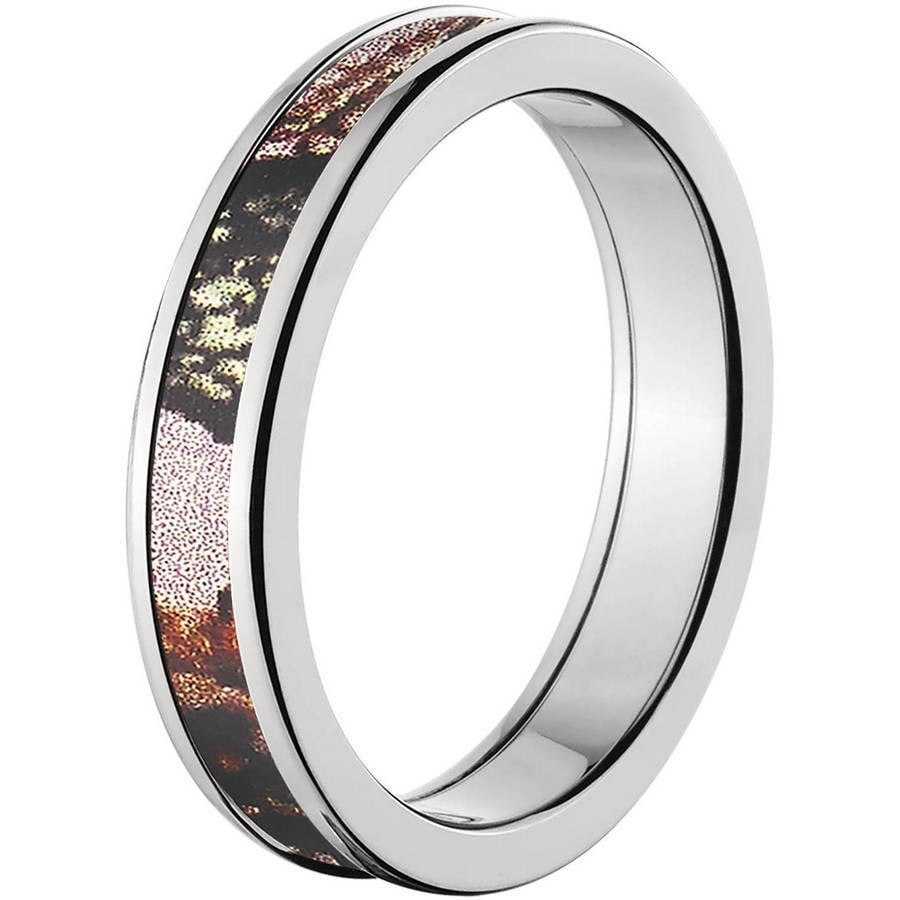 Mossy Oak Pink Break Up Camo Ring 4MM Comfort Fit Titanium Camo Rings
