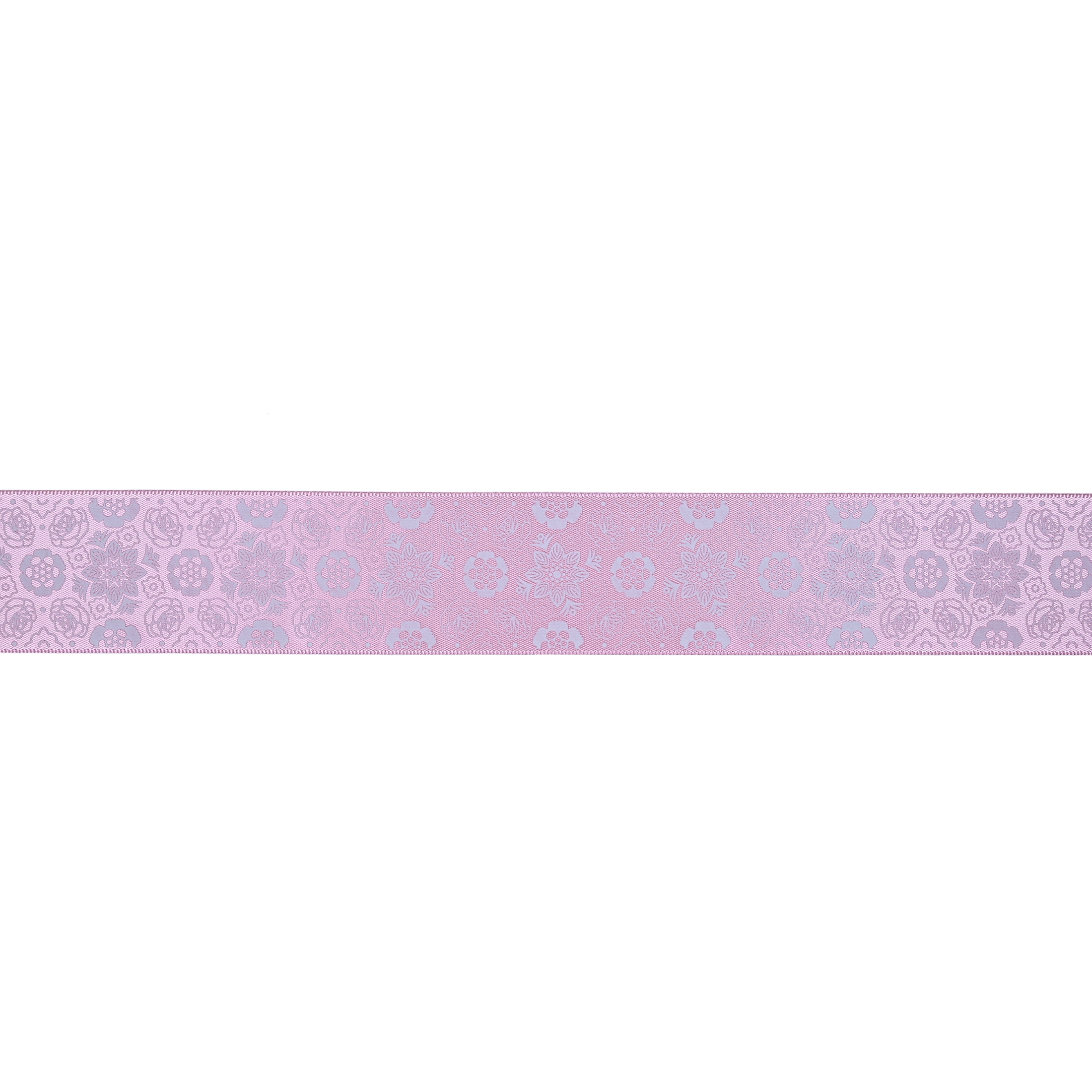 Hello Hobby 1.5" White Florals on Pink Satin Ribbon, 3 Yards