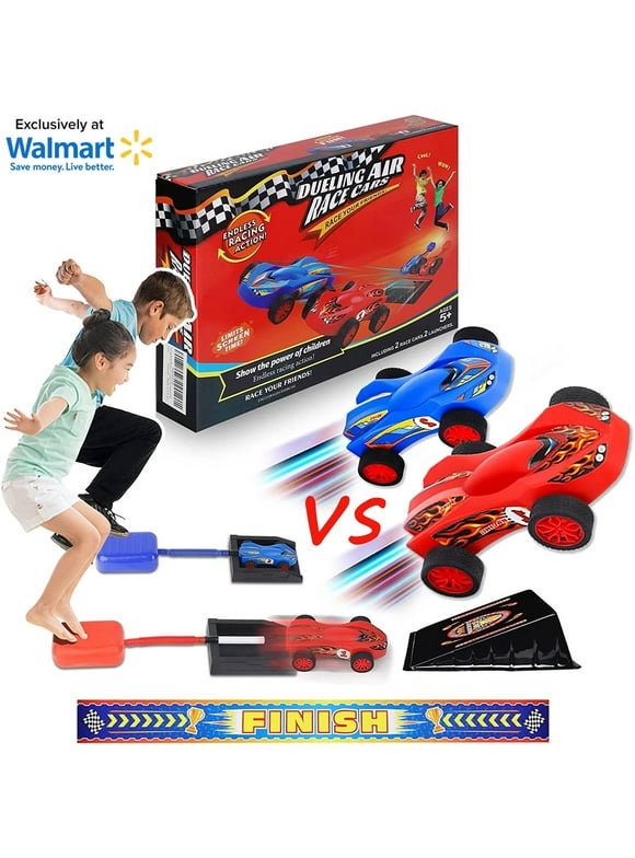 Stomp Dueling Racers,Birthday Gift for Kids, Toys for Boys 8 to 11 Years,Air Powered  Cars for Boys and Girls,2 Toy Car Launchers and  Air Powered Cars with Ramp and Finish Line