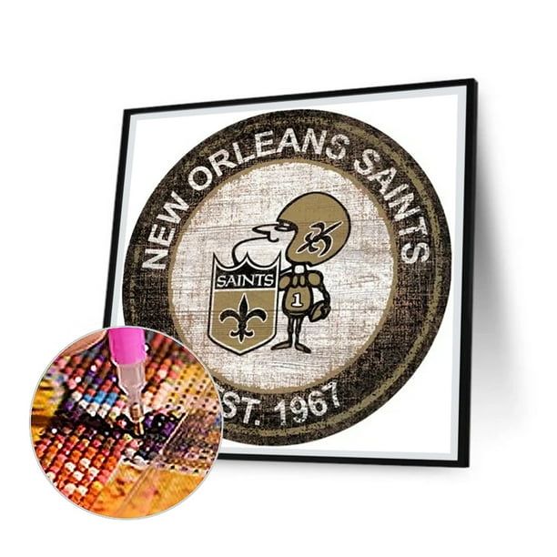 Cuadros Decorativos 5D bricolaje taladro redondo completo diamante pintura New Orleans Saints Home Decor (B5966) Wdftyju embutido en tela