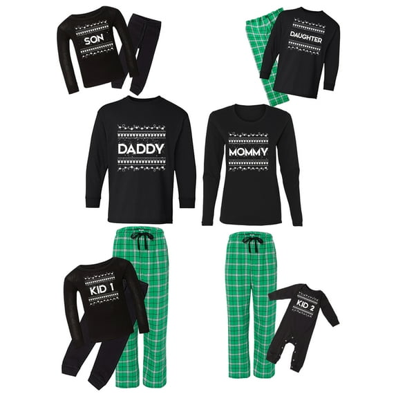 Awkward Styles Family Christmas Pajamas Set Green Winter Pattern Matching Sleepwear