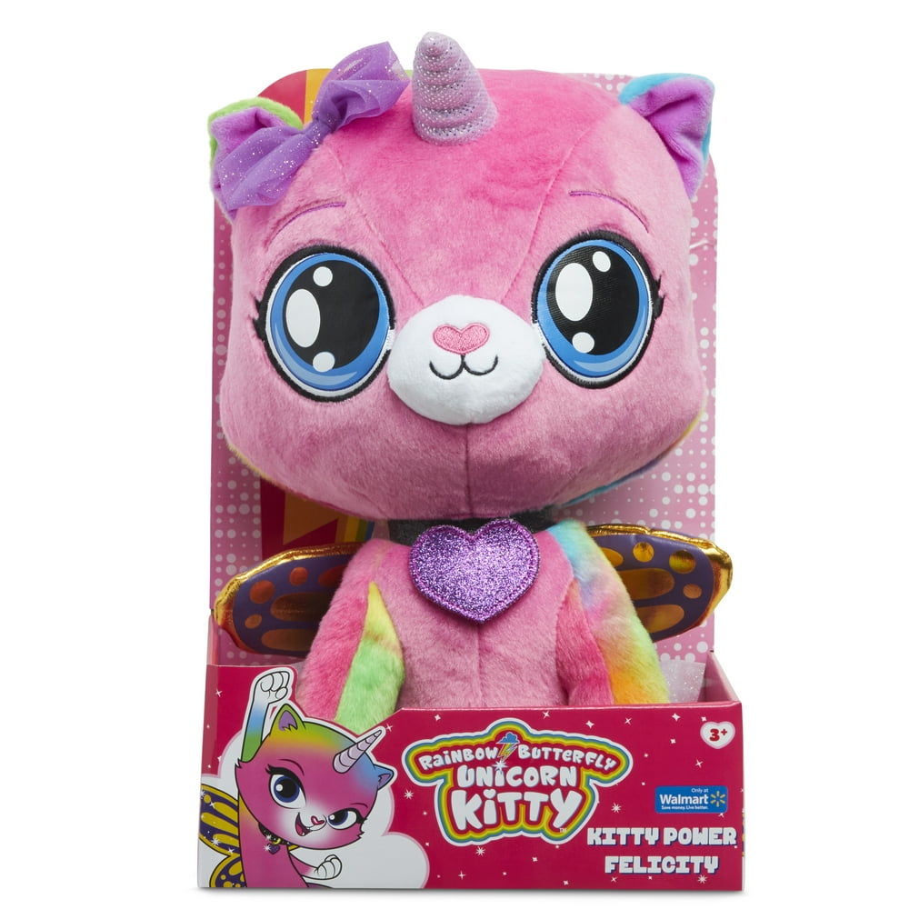 Rainbow butterfly unicorn kitty 14\" kitty power felicity plush