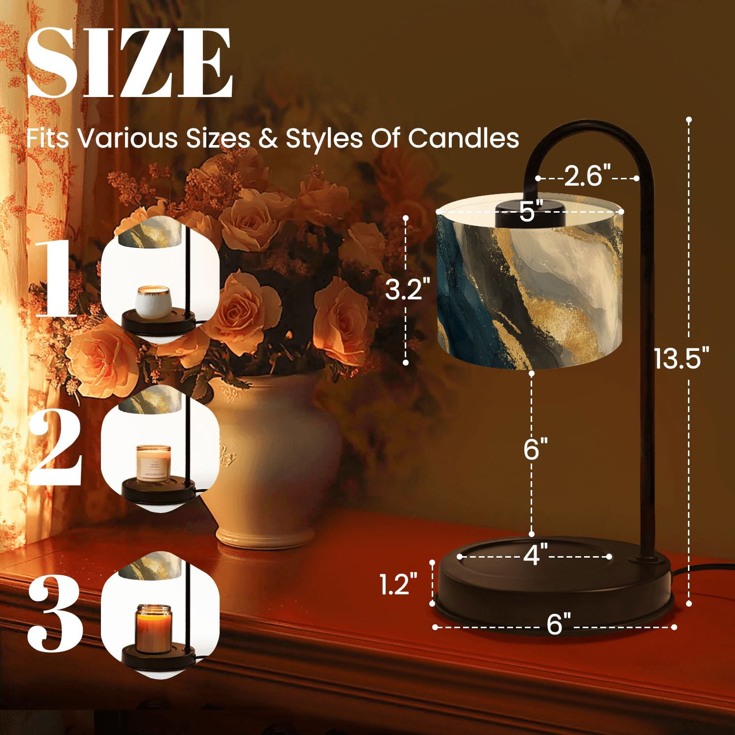 Candle Warmer Lamp with Timer Dimmer Modern abstract oil painting art design Orange gold blue Candle Lamp Warmer for Jar Candle with 4 Bulbs Gifts for Women House Warming Gifts