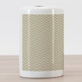 thumbnail image 3 of Beige Ceramic Toothbrush Holder, 3 Dimensional Arrangement with Chevron Lines Retro Style Composition Ornamental, Decorative Versatile Countertop for Bathroom, 4.5" X 2.7", Ivory Beige, 3 of 4