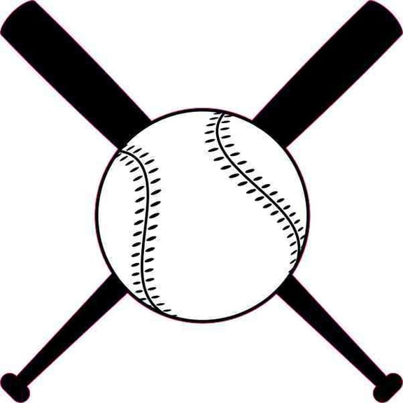 4in x 4in Baseball and Crossed Bats Sticker Vinyl Sports Decal Stickers