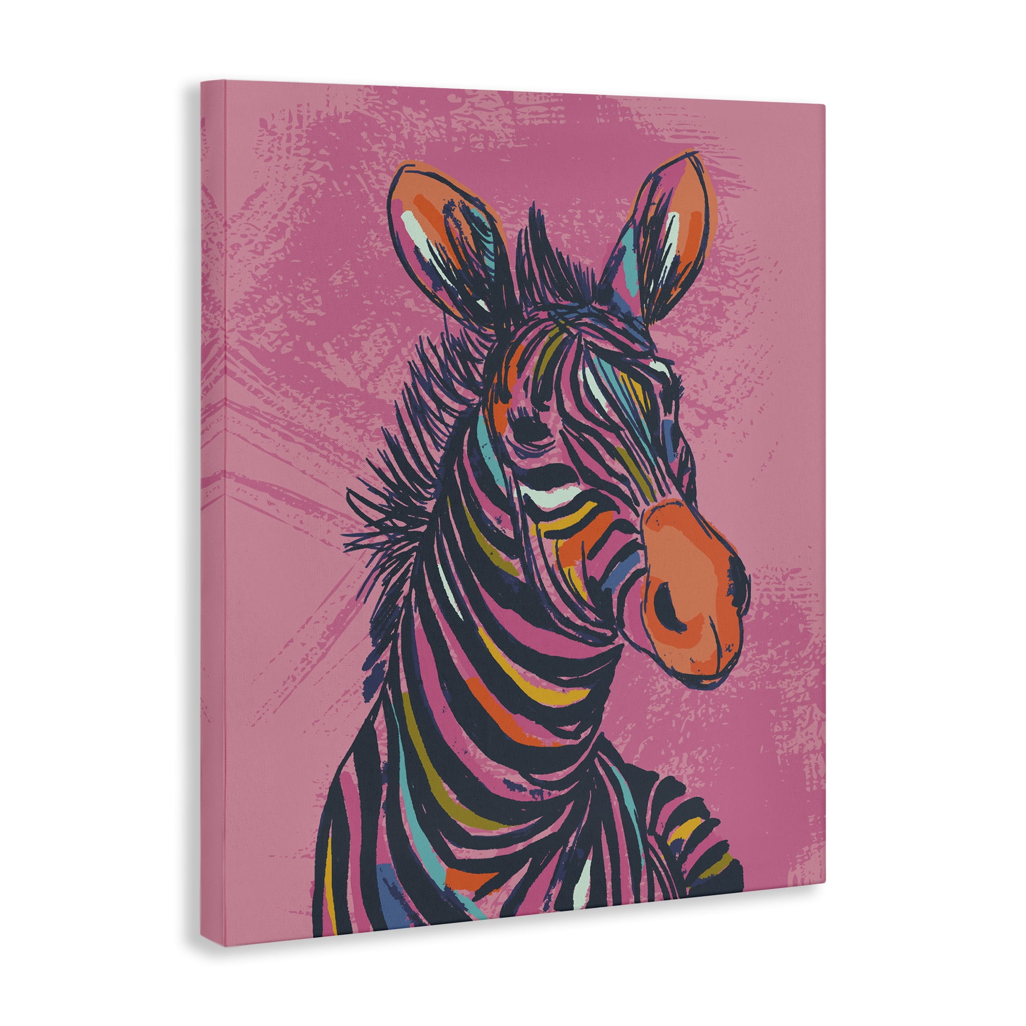 Stupell Industries Bright Stripes Zebra Animals Painting Wrapped Canvas Art Print Wall Art, 16 x 20
