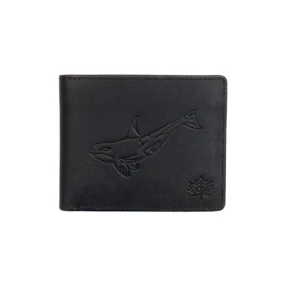 Cartera Karla Hanson para hombre, piel con bloqueo RFID, color negro Orca