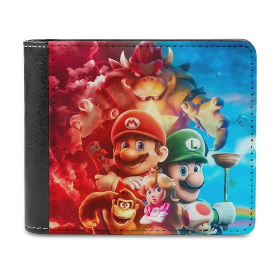 Mario Movie Poster PU Leather Wallet With Card Slots Bifold Wallet Money Organizers Holder Gift For Men And Women