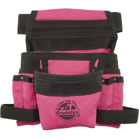 UPC: 0819972024347 | Graintex CS2434 10-Pocket Finisher Tool Pouch Pink Color Rip-stop Canvas with 2? Webbing Belt for Constructors  Electricians  Plumbers  Handymen