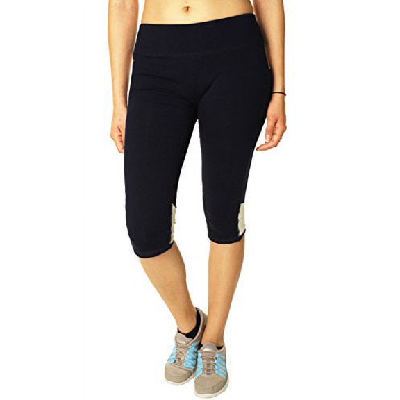 Lauren Active Ralph Lauren Womens Tight Capri (Small, Navy/cream)
