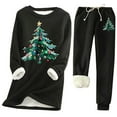 thumbnail image 2 of Mifsaly Sweat Suits for Womens 2 Piece Christmas Tree Print Fleece Lined Workout Sets Xmas Thicken Warm Lounge Outdoor Matching Outfits Sherpa Pullover Sweatshirt & Thermal Joggers with Pockets, 2 of 4