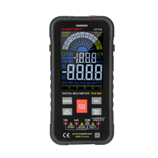 Amdohai HABOTEST HT116 Digital Multimeter 9999 Counts True RMS Auto-off NCV Universal Meter Voltmeter Ammeter Mulitiple Tester for DC/AC Voltage Current Resistance Capacitance Frequency Temperature