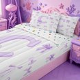 thumbnail image 3 of meiyoeat Purple Bow Monogrammed C Zipper Twin Comforter Sets with Fitted Sheet and 2 Pillowcases,Watercolor Coquette Letter Design Zipper Bedding Set For Girl,Reversible,4 Pieces, 3 of 7