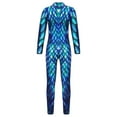 thumbnail image 2 of CHICTRY Unisex Girls Boys 3D Mermaid Scales Printed Full Body Unitard Athletic Swimsuits Halloween Dancewear Green&Blue 145-150/L, 2 of 5