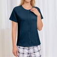 thumbnail image 6 of Short Sleeve Adaptive Shirt for Women, Easy Close Snap Placket with Pocket, Comfortable Casual Wear for Post-Surgery & Caregiver Use Blue L, 6 of 9