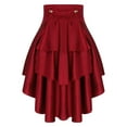 thumbnail image 4 of YiZYiF Womens Gothic Medieval Steampunk Satiny Pirate Skirt Lace-up Tiered Ruffled High Low Skirts Red XL, 4 of 7