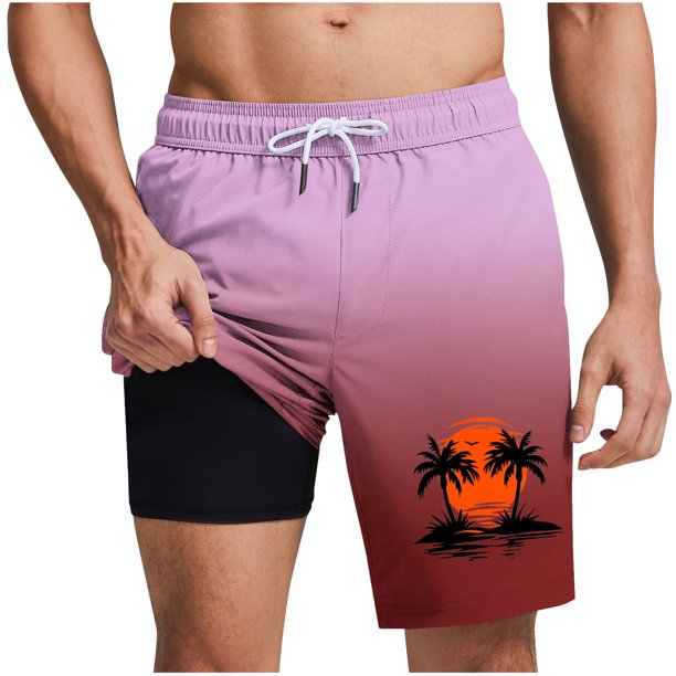 Pantalones Cortos Casuales para Hombre Imprimir con Bolsillos Pantalones de Playa de Cintura Elástica, Pantalones Cortos de Cintura Elástica para Hombre