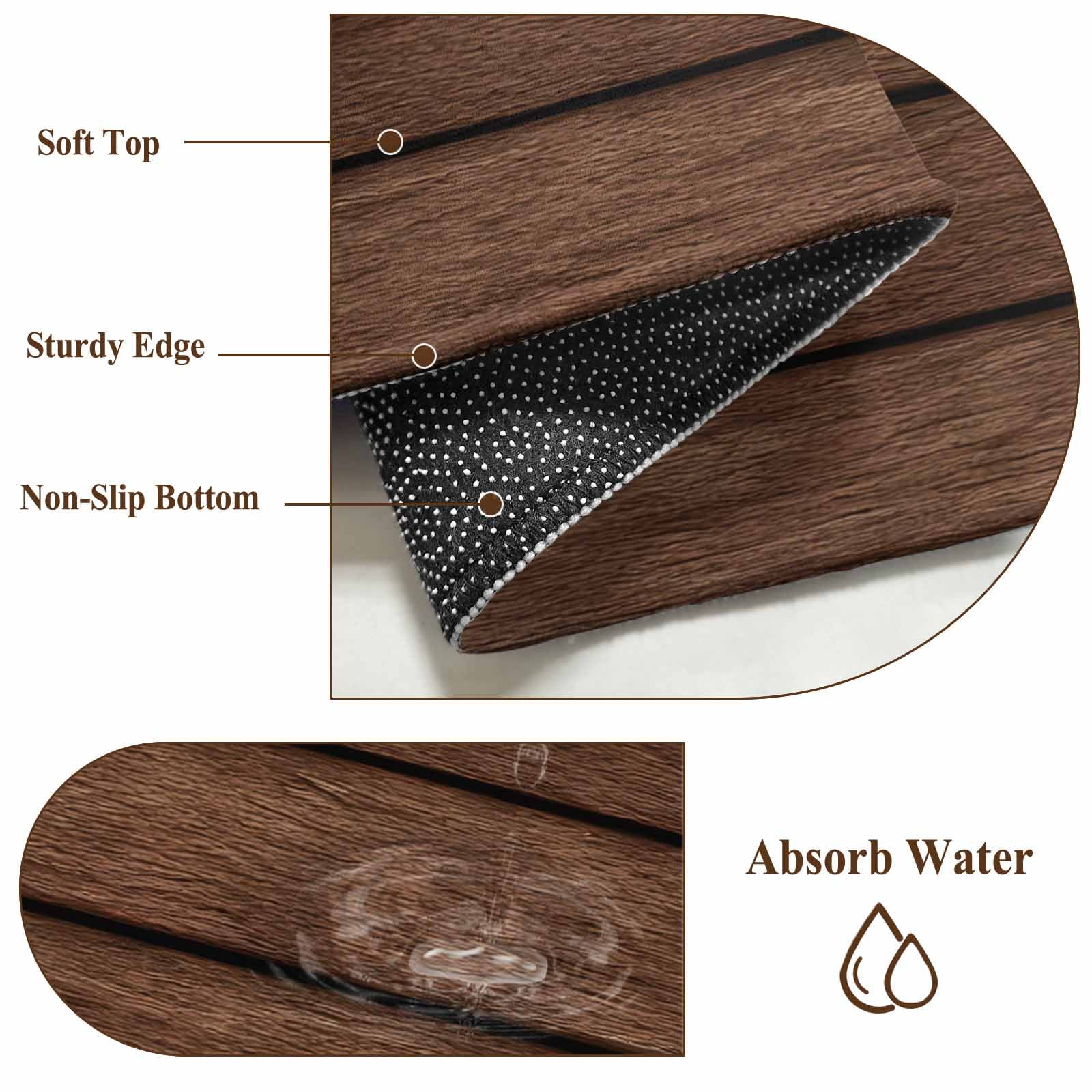Large Area Rugs for Living Room Bedroom, Dark Brown Wooden 5'x8' Rug Washable Carpet Runner Indoor Outdoor, Vintage Western Country Wooden Board Non Slip Floor Mats Rug for Kitchen, Bathroom