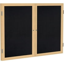 Ghent's Wood 36" x 48" 2 Door Enclosed Rubber Bulletin Board in Black