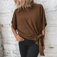 thumbnail image 5 of Rezuofi 2 Pcs Women's Batwing Sleeve Knot Side Round Neck Blouse Shirt Top 2025, 5 of 5