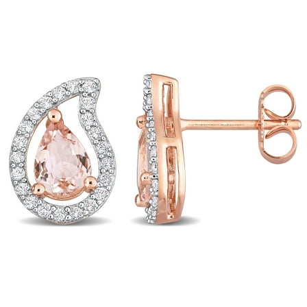 Everly Women's Morganite and Topaz Rose Gold Plated Earrings