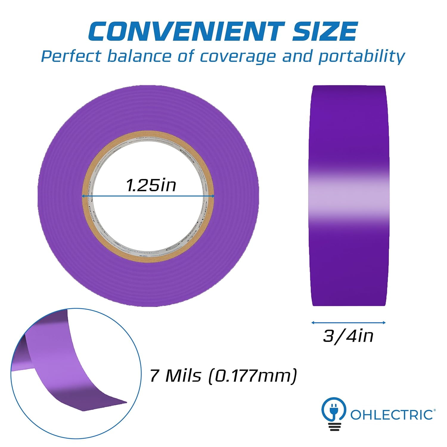OHLECTRIC Professional Grade Vinyl Electrical Tape (20 Pack) Purple - 7 Mil Thick Flame-Retardant, Heat & Weather Resistant 3/4 Inch x 60 Feet | Ideal for Contractors & Electricians
