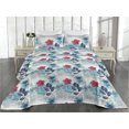 thumbnail image 2 of Ambesonne Fantasy Blooms Quilted Bedspread Set 3 Pcs, Dreamy Winter Flower, King, Dark Pink Dark Indigo, 2 of 4