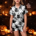thumbnail image 2 of 8-9 Years Tween Halloween Pajama Set Long Sleeve Pants Sleepwear Outfits Pajamas Set For Girls Girls Matching Pajama Sets With Prints, 2 of 6