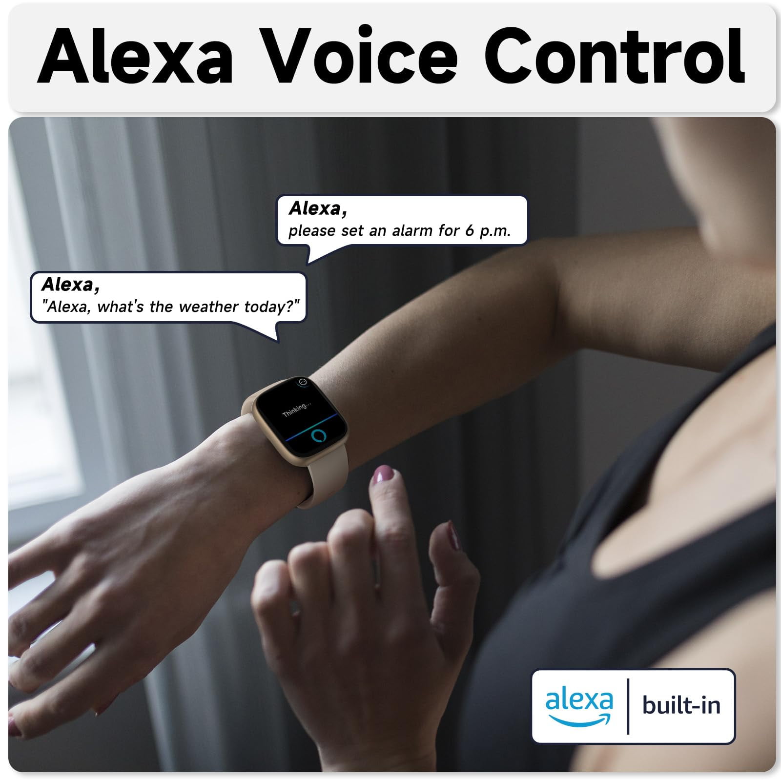 Smart Watch for Men Women,Alexa Built-in Smartwatch(Answer/Make Calls) 1.83" HD Fitness Tracker IP68 Waterproof Watches 100+ Sport Mode Activity Tracker Sleep Monitor iOS Android Compatible