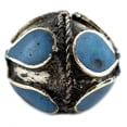 thumbnail image 3 of The Bead Chest Turquoise-Inlaid Afghan Tribal Silver Bead (25mm): Genuine Inlaid Metal Bead Pendant for DIY Jewelry, 3 of 3