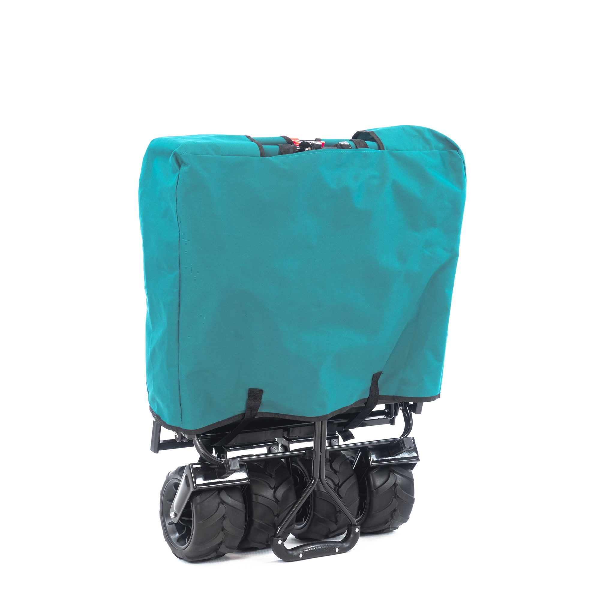 Creative Outdoor Collapsible Folding Wagon Cart for Cargo All Terrain Beach Park Garden Sports Camping Teal Gray with Canopy