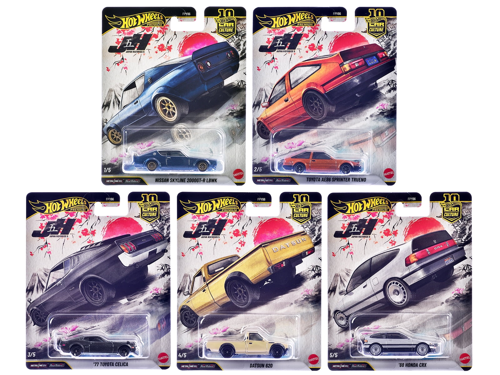 2020 Hot Wheels Car Culture Japan Historics 3 Series Set of 5 Cars