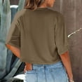thumbnail image 4 of TKLPEHG Women's Tops Short Sleeve T Shirts Solid Color Casual Summer Round Neck Short Tshirt Going Out Tops Loose Lightweight Blouses(Khaki,L), 4 of 7