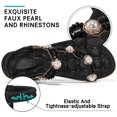 thumbnail image 3 of Atoshopce Women Summer Black Flat Sandals Casual Rhinestone Pearl Beach Sandals, 3 of 6