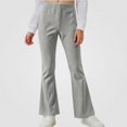 thumbnail image 2 of SGFCWSX Girls Flare Leggings Stretch Comfortable Casual Everyday Pull On Solid Knit Kids Pants Gray Size 9, 2 of 7