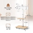 thumbnail image 5 of Resenkos Rolling TV Stand on Wheels Mobile TV Cart, Height Adjustable Portable AV Cart for 32-75 Inch TVs, Natural, 5 of 5