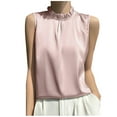 thumbnail image 2 of Ovbmpzd Womens Tank Top Dressy Casual Cooling Plus Size Pink High Neck Shirts Sleeveless Spring Summer Camisole Women Going Out Tops 3XL, 2 of 3