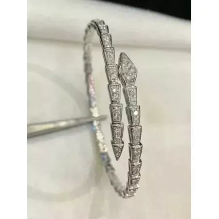 4 Ct Round Cut White Moissanite Bangle Bracelet 14K White Gold Plated