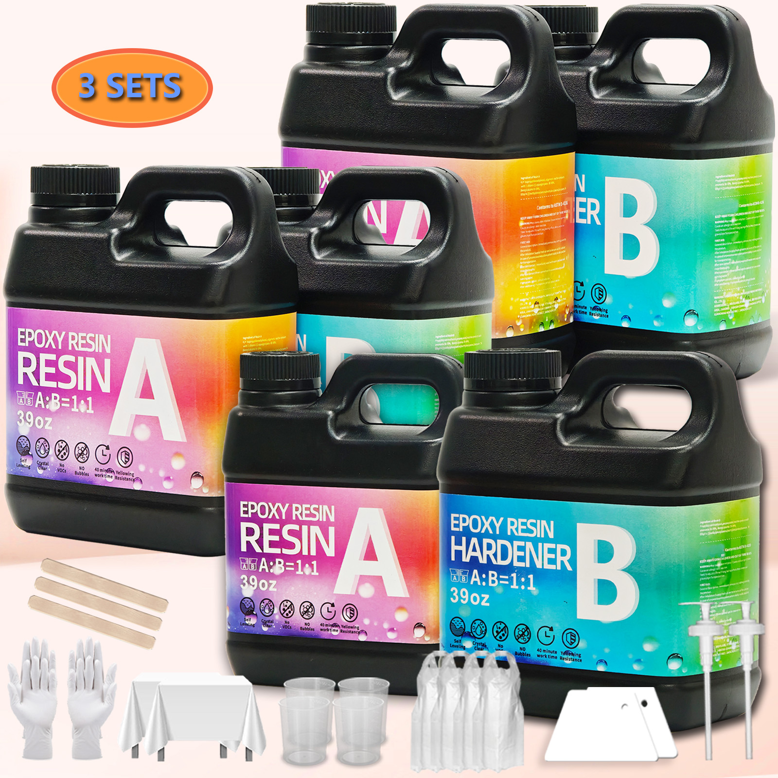 Epoxy Resin Kit 234OZ，Newly Formulated Crystal Clear Epoxy Resin, Strong, Bubble-Free, Anti-Yellowing Art Resin That, Suitable for Casting, DIY, Molds, Jewelry, Easy to Mix 1:1 Ratio
