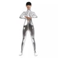 thumbnail image 5 of Traje de actuación zentai de cuello alto pequeño sin cabeza con cremallera frontal y medias recubiertas de pegamento para mujer de color sólido, 5 of 5