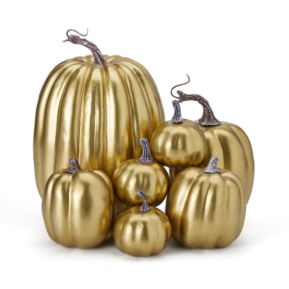 ApePal 7Pcs Artificial Pumpkins Fall Decorations Thanksgiving Halloween Pumpkins Assorted Fake Pumpkins Foam Pumpkins Autumn Harvest Home Decor Value Bundle Halloween Gifts