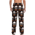 thumbnail image 3 of Uemuo Butterfly Skull Pattern Men's Wide Leg Palazzo Lounge Pants with Pockets Light Weight Loose Comfy Casual Pajama Pants-Medium, 3 of 9