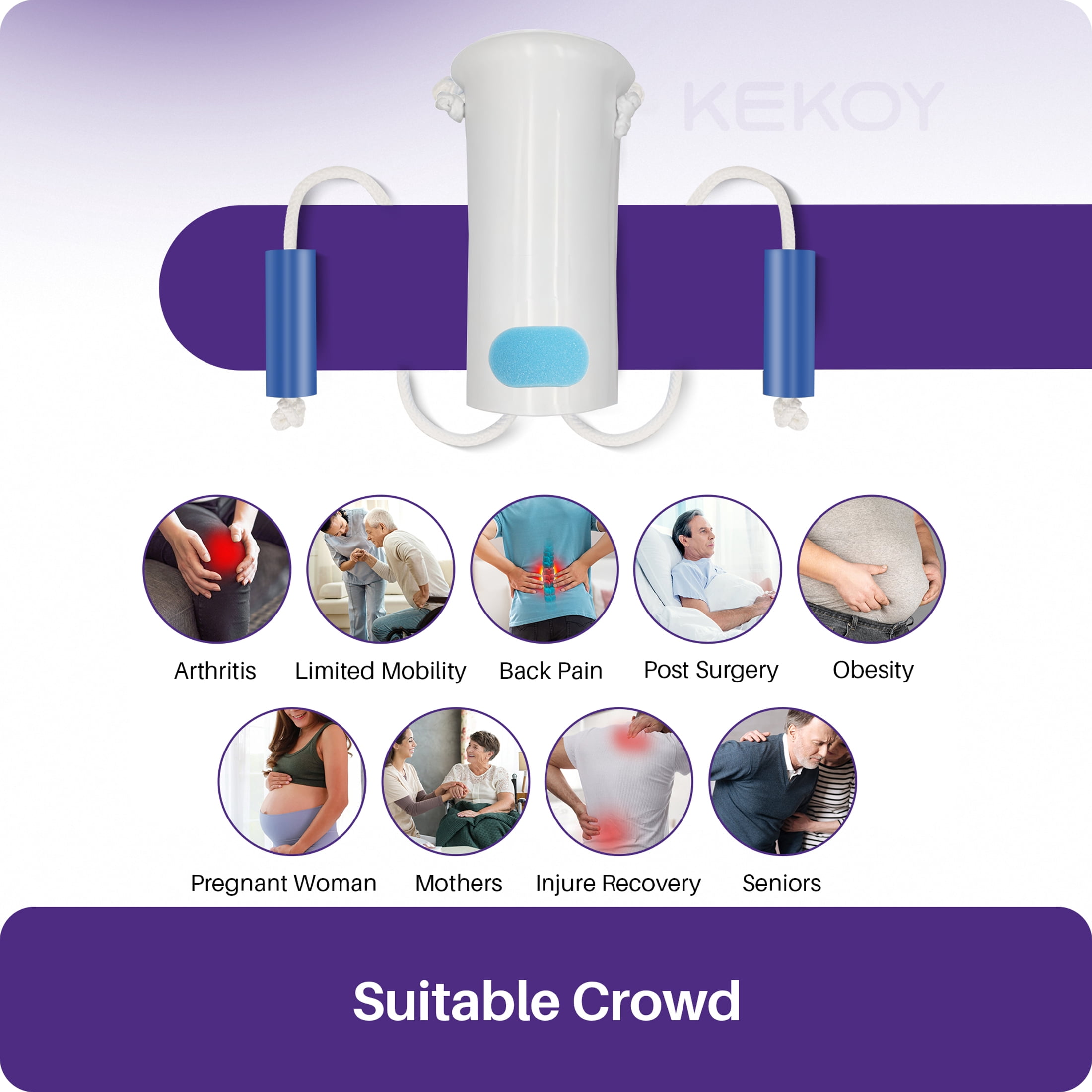 KEKOY Easy on and off Sock Aid, Pulling Assist Device - Sock Helper Aid Tool with Foam Handles - Sock Assist Device for Elderly, Senior, Pregnant, Diabetics