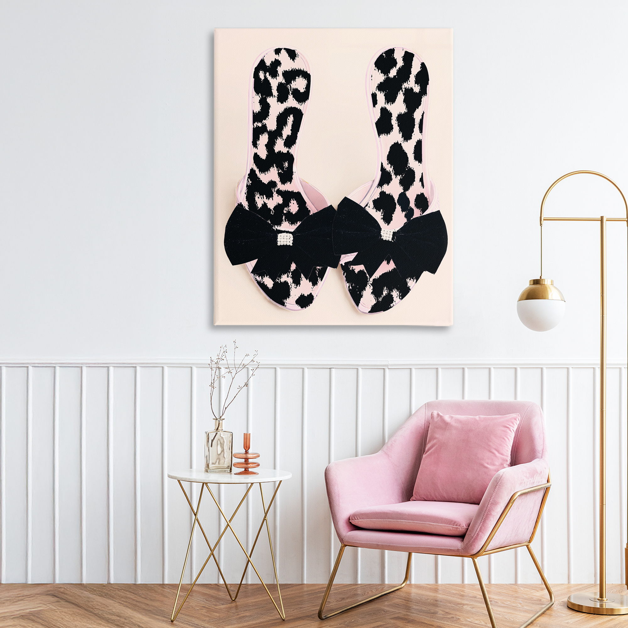 Cat Walk Spotted Shoes Canvas Wall Art, design by Annabelle Hall