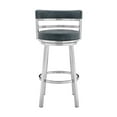 thumbnail image 2 of Titana 26" Seat Height Swivel Blue Faux Leather and Brushed Stainless Steel Bar Stool for Kitchen Island Counter, 2 of 11